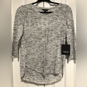 Simply Vera Vera Wang Wavy Textured 3/4 Sleeve Top In Light Gray Size XS NWT